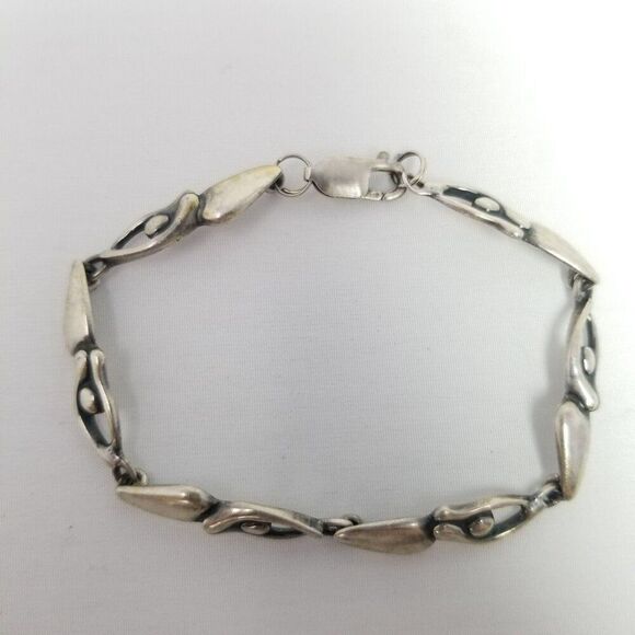Vintage Sterling Silver Women Form Bracelet, Artist Signed, 7 Inches Long Estate - Picture 3 of 9